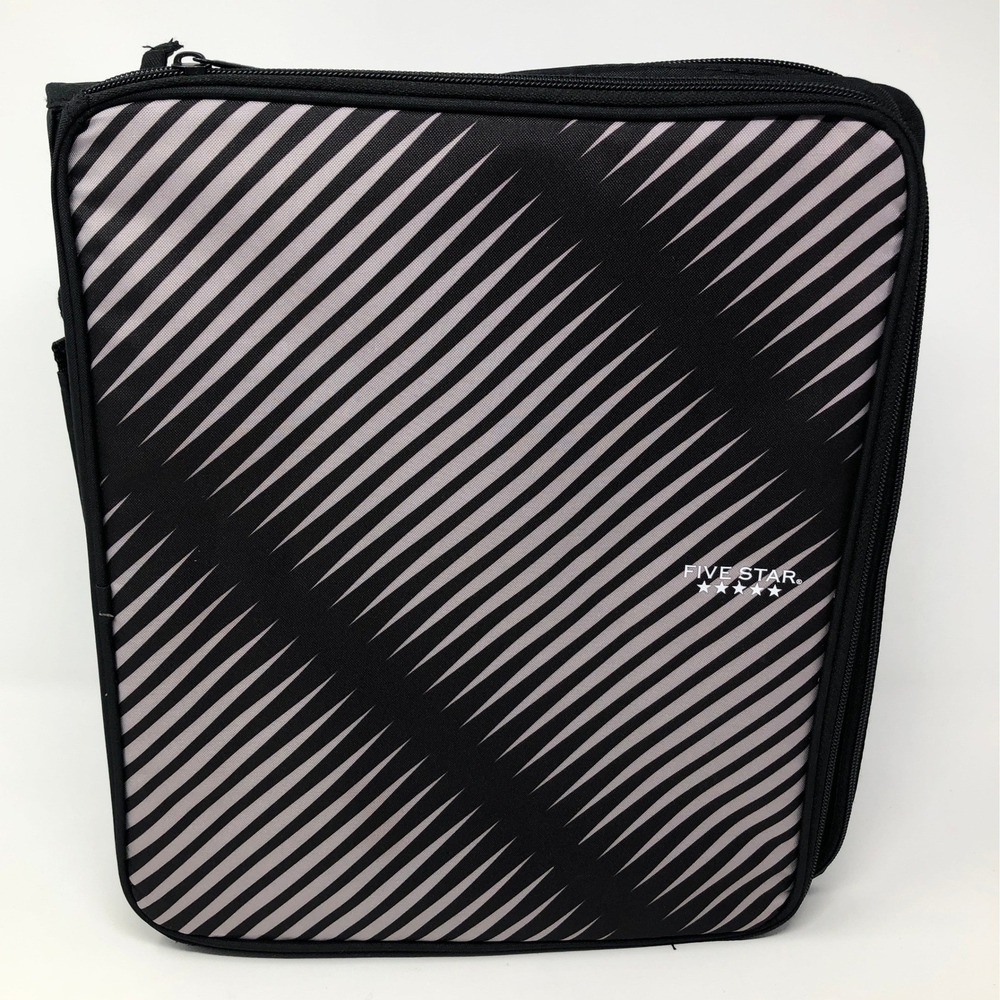 Five Star 2 Inch Zipper Binder, 3 Ring Binder, 6-Pocket Expanding File-Black